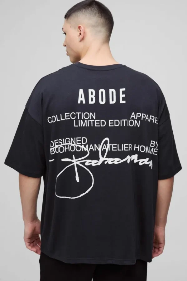 boohooMAN ABODE Heavyweight Oversized Print T-Shirt | T-Shirts