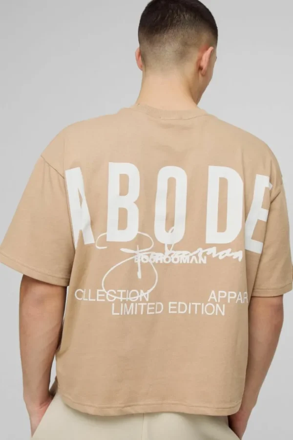 boohooMAN ABODE Heavyweight Oversized Boxy Print T-Shirt | T-Shirts