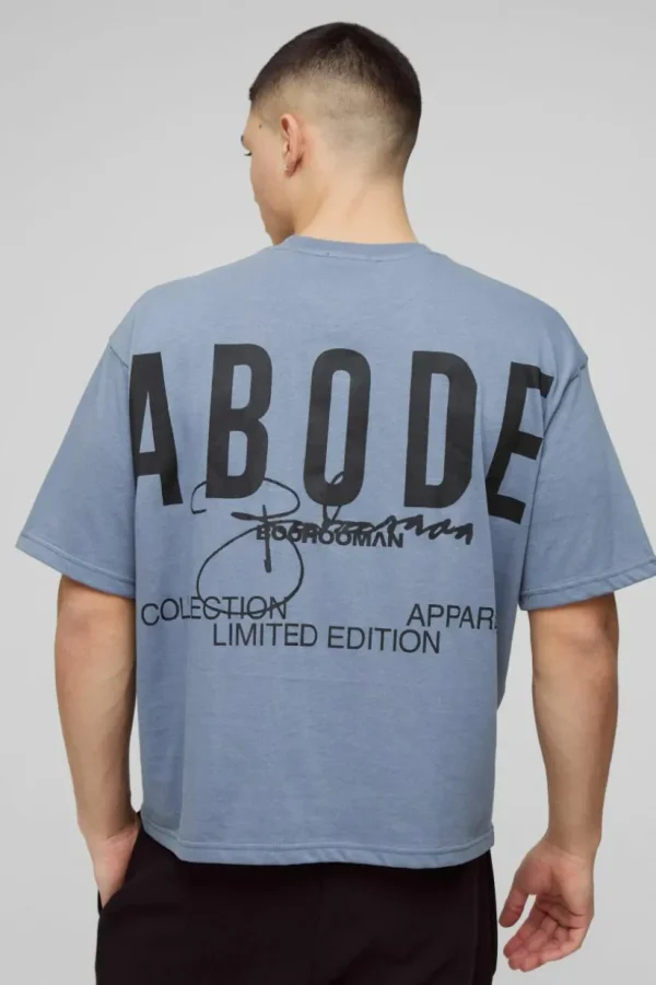 boohooMAN ABODE Heavyweight Oversized Boxy Print T-Shirt | T-Shirts