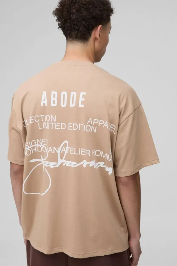 boohooMAN ABODE Heavyweight Oversized Print T-Shirt | T-Shirts