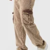 boohooMAN Acid Wash Cord Relaxed Fit Cargo Trousers | Trousers | Cargo Trousers