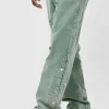 boohooMAN Acid Wash Relaxed Fit Popper Corduroy Trousers | Trousers