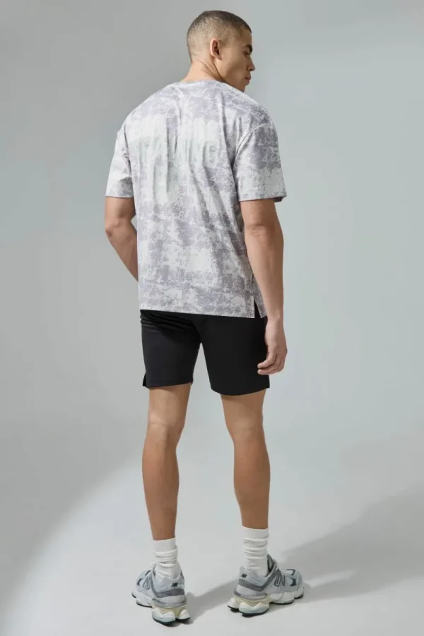 boohooMAN Active Training Dept Camo Oversized T-shirt Short Set | Gym Tracksuits