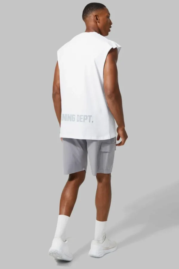 boohooMAN Active Training Dept Oversized Extended Tank | Training Dept | Gym T-Shirts & Vests