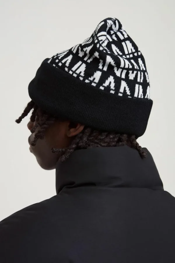 boohooMAN All Over Contrast Man Dash Beanie | Hats & Caps