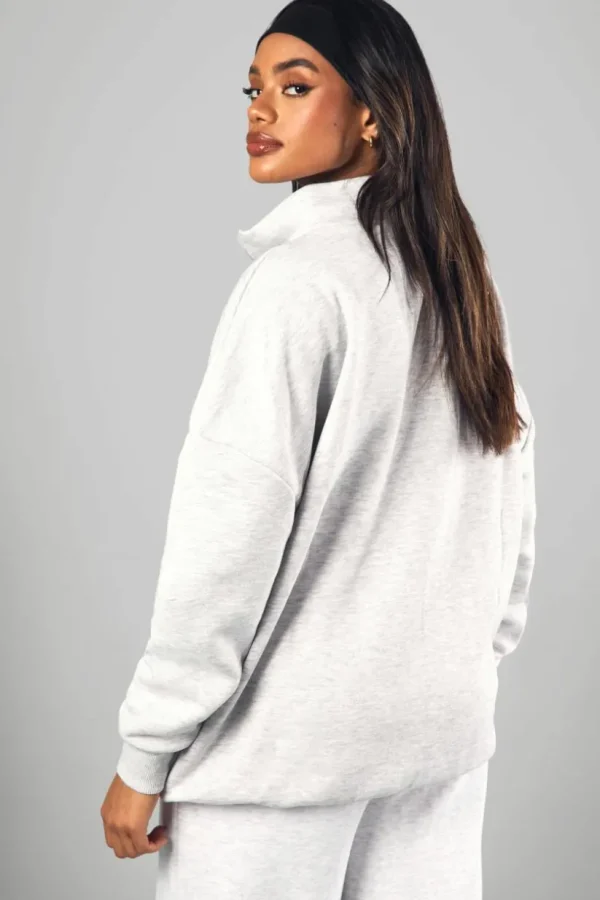 boohoo Dsgn Studio Half Zip Applique Oversized Sweatshirt | Women Shirts | Foundation