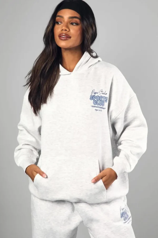 boohoo Dsgn Studio Sports Bubble Slogan Oversized Hoodie | Women Shirts | Foundation