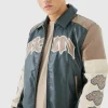 boohooMAN Badge Detail Colour Block Pu Varsity Jacket In | Man | Coats & Jackets