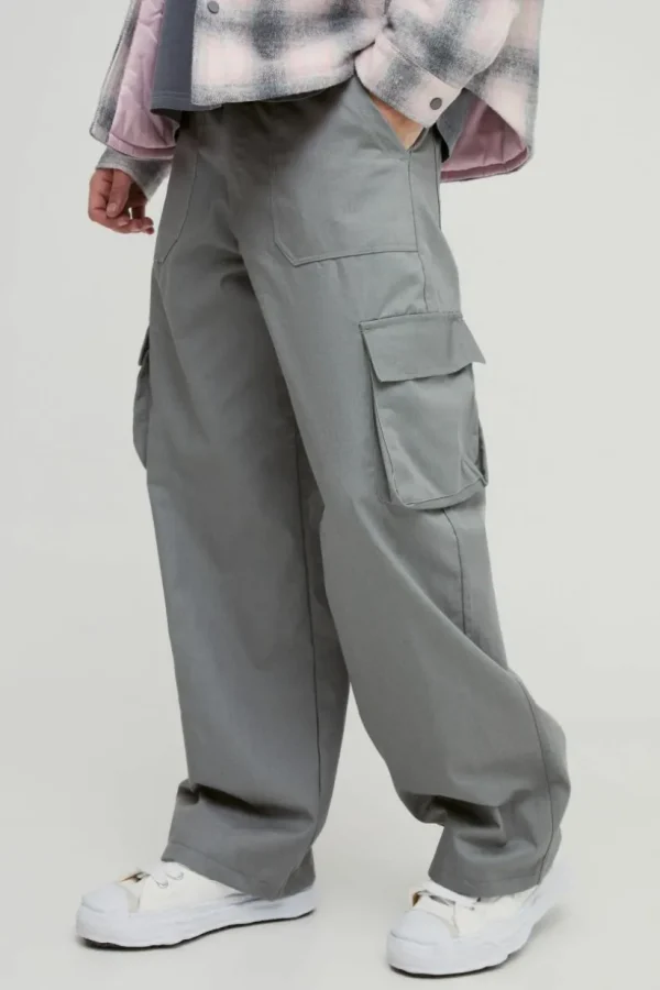 boohooMAN Baggy Fit Fixed Waist Cargo Trousers | Trousers | Cargo Trousers