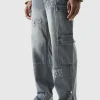 boohooMAN Baggy Rigid Bm Applique Multi Pocket Cargo Jeans In | Denim | Going Out Denim