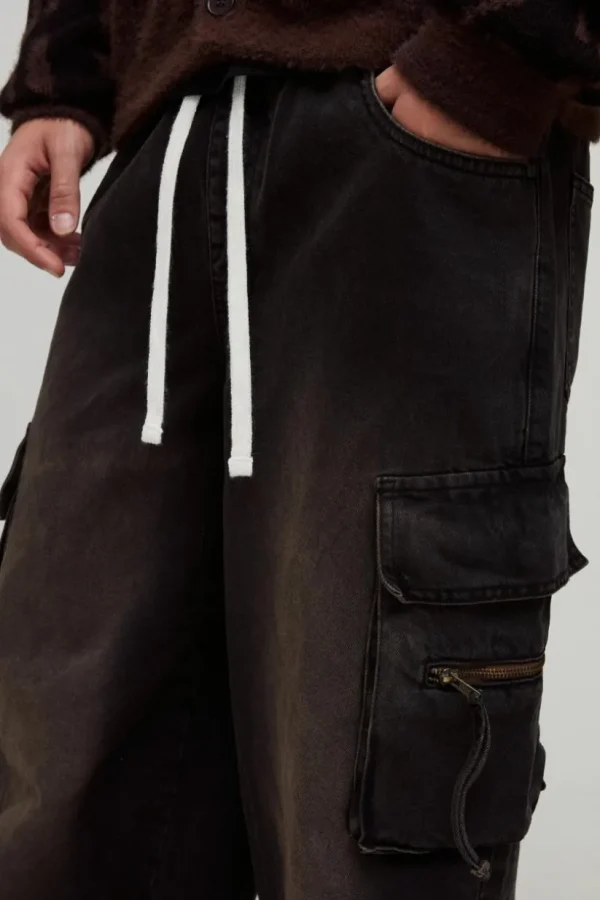 boohooMAN Baggy Rigid Cargo Washed Denim Jeans | Denim | Going Out Denim