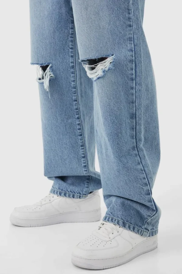 boohooMAN Baggy Rigid Distressed Jeans | Denim | Going Out Denim