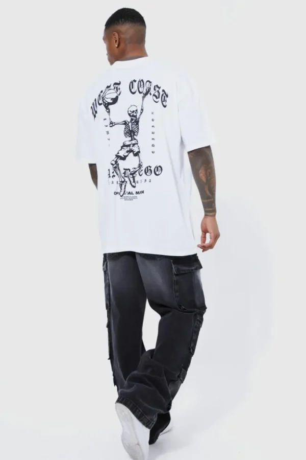 boohooMAN Baggy Rigid Multi Pocket Cargo Bleached Jeans | Trousers | Denim