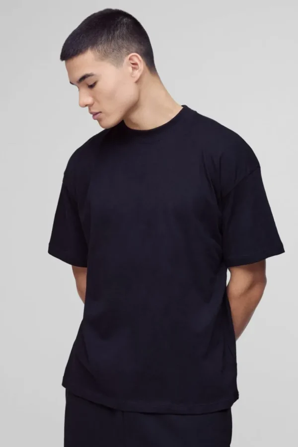 boohooMAN Basic Oversized Extended Neck T-Shirt | Basics - Elevated | T-Shirts