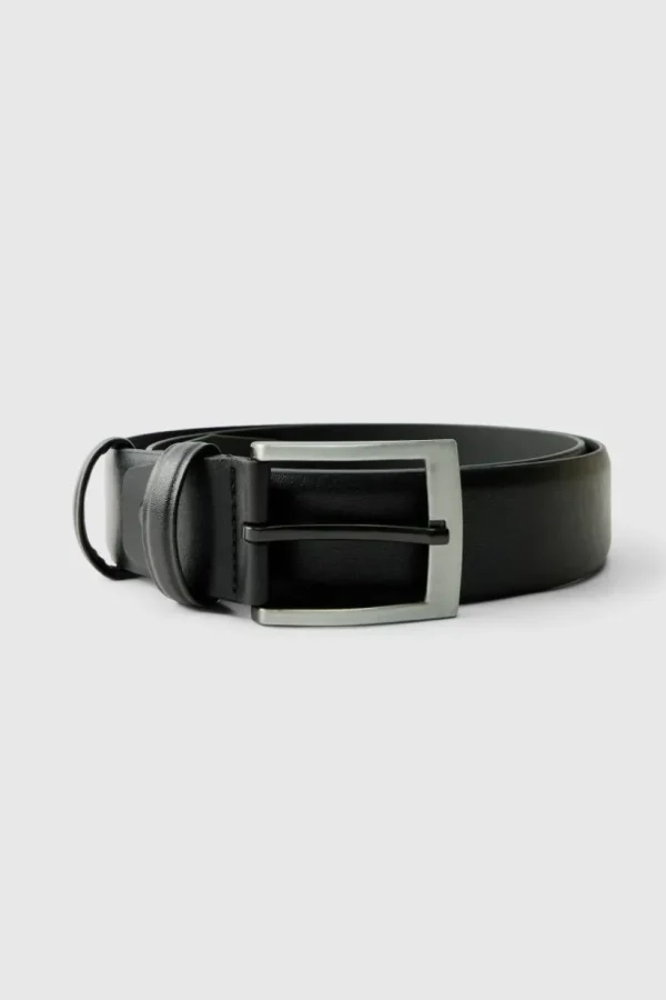 boohooMAN Belt With Silver Buckle | Belts