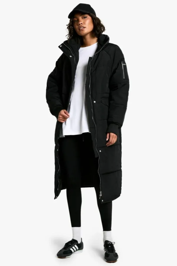 boohoo Tall Longline Padded Coat | Women Shirts | Foundation