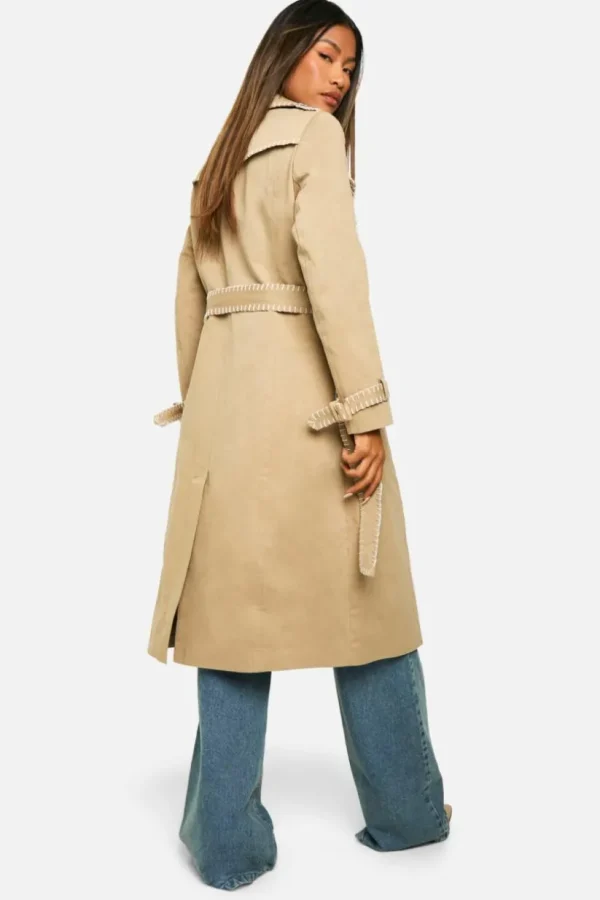 boohoo Blanket Stitch Detail Tailored Trench Coat | Women Shirts | Foundation