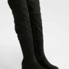 boohoo Block Heel Faux Suede Over The Knee Boots | Women Shirts | Foundation