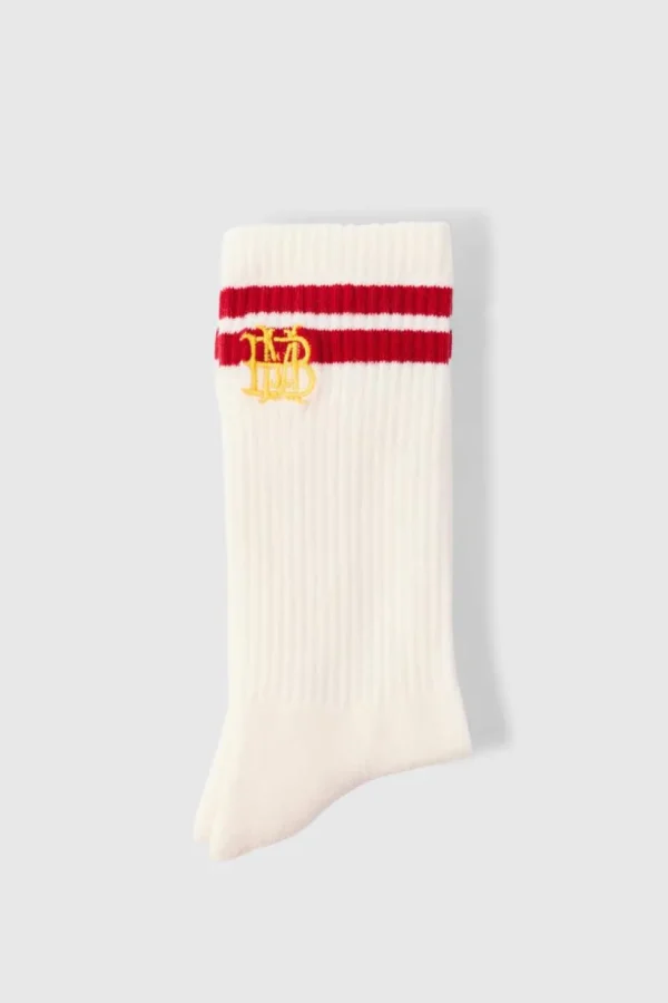 boohooMAN BM Embroidered Half Terry Stripe Socks In | Underwear & Socks | Underwear & Socks