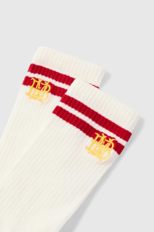 boohooMAN BM Embroidered Half Terry Stripe Socks In | Underwear & Socks | Underwear & Socks