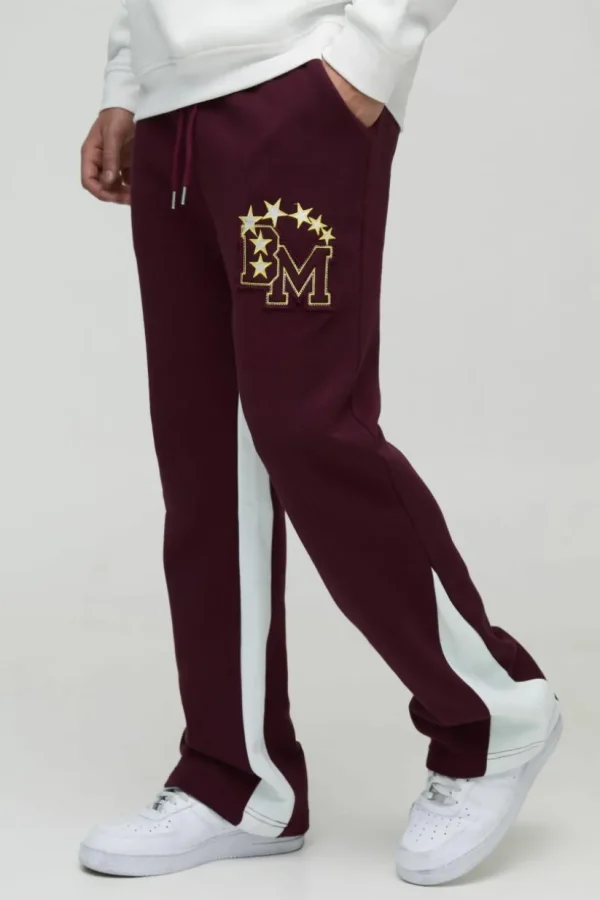 boohooMAN BM Varsity Applique Gusset Jogger | Joggers