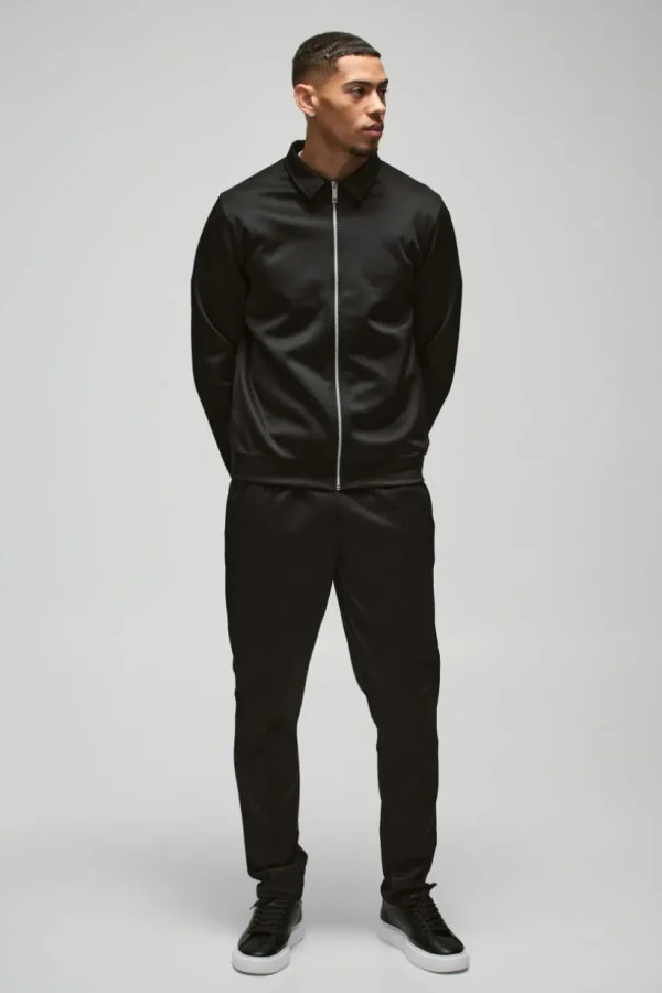 boohooMAN Bonded Scuba Harrington & Jogger | Going Out | Tracksuits