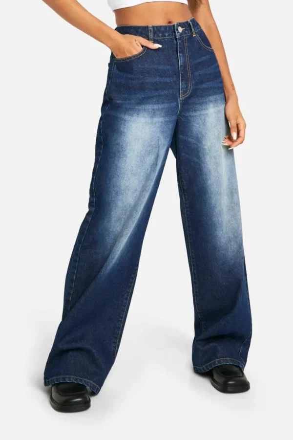 boohoo Basics 30 Inch Leg High Waisted Wide Leg Jeans | Women Shirts | Foundation