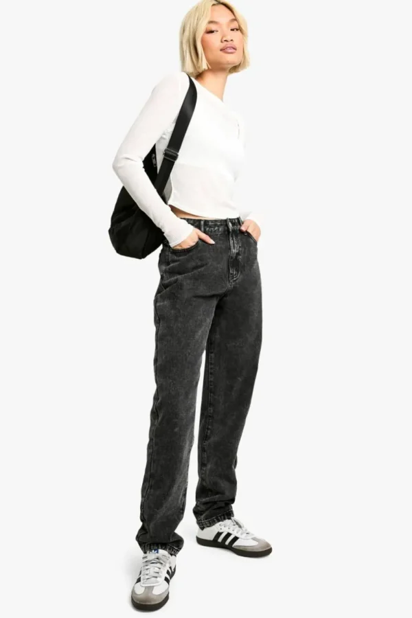 boohoo Basics High Waisted Straight Leg Jeans | Women Shirts | Foundation