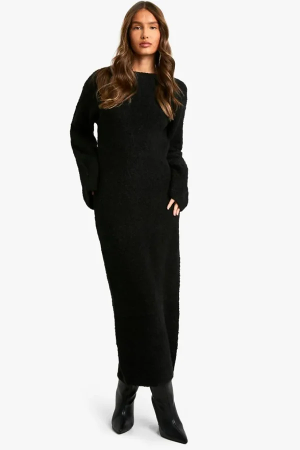 boohoo Borg Flare Sleeve Knitted Maxi Dress | Women Shirts | Foundation