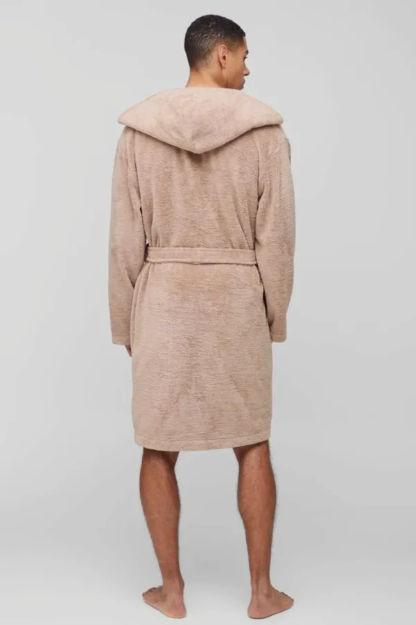 boohooMAN Borg Lined Hooded Dressing Gown | Loungewear