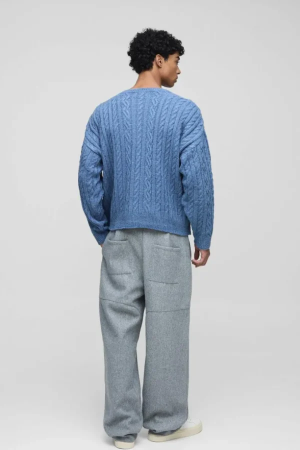 boohooMAN Boucle Cable Knit Boxy Jumper | Knitwear | Going Out Knitwear