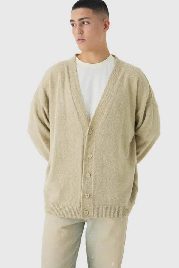 boohooMAN Boucle Knit Drop Shoulder Cardigan | Knitwear | Going Out Knitwear