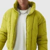 boohooMAN Boxy Abstract Quilted Funnel Neck Puffer In | Man | Coats & Jackets