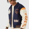 boohooMAN Boxy BHM Badge Varsity Bomber Jacket | Man | Coats & Jackets