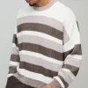 boohooMAN Boxy Brushed Stripe Knitted Jumper | Knitwear | Going Out Knitwear