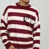 boohooMAN Boxy Brushed Stripe Print Knitted Jumper | Knitwear | Going Out Knitwear