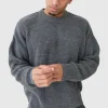 boohooMAN Boxy Crew Neck Ribbed Knitted Jumper | Knitwear | Going Out Knitwear