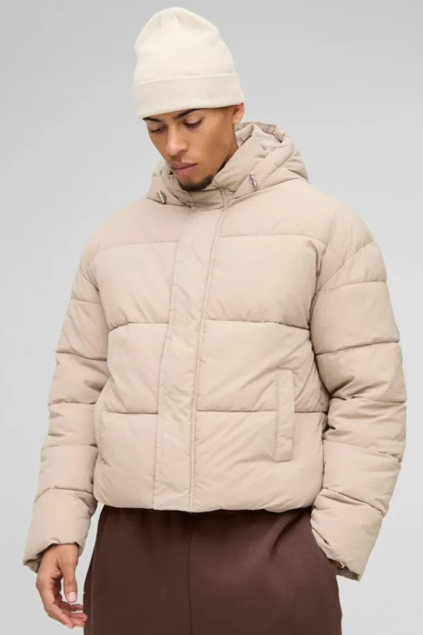 boohooMAN Boxy Crinkle Nylon Puffer In | Man | Coats & Jackets