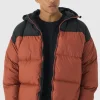 boohooMAN Boxy Curved Quilted Colour Block Hooded Puffer In | Man | Coats & Jackets