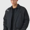 boohooMAN Boxy Denim Embroidered Varsity Bomber Jacket | Man | Coats & Jackets