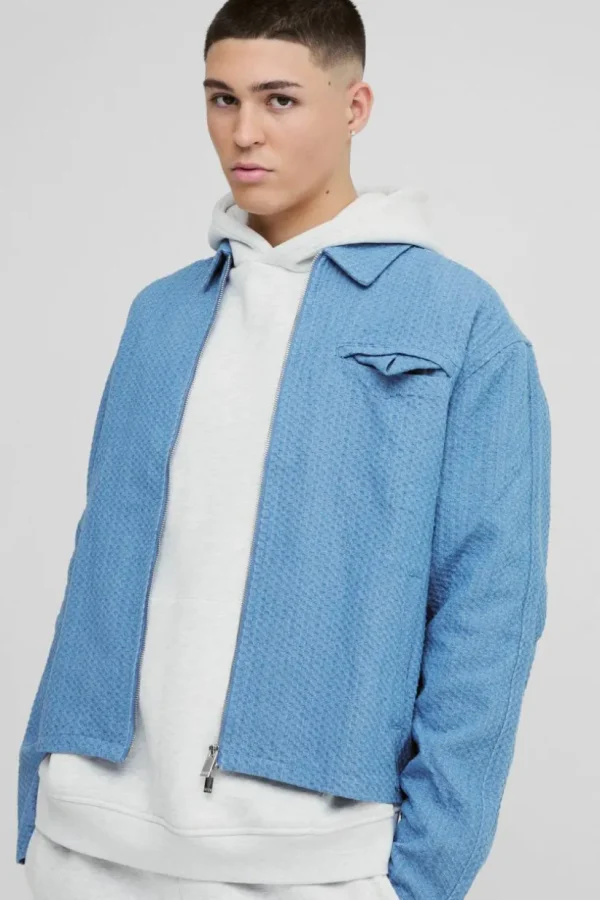 boohooMAN Boxy Denim Textured Jacket | Denim | Going Out Denim