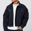 boohooMAN Boxy Distressed Cross Applique Twill Jacket | Man | Coats & Jackets