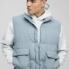 boohooMAN Boxy Faux Suede Funnel Neck Gilet In Blue | Man | Basics - Elevated