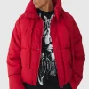 boohooMAN Boxy Fit Drawcord Quilted Funnel Neck Puffer Coat In | Man | Coats & Jackets