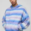 boohooMAN Boxy Fit Ombre Stripe Brushed Knit Cross Hoodie | Knitwear | Going Out Knitwear