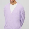 boohooMAN Boxy Fit Super Fluffy Knitted Cardigan | Knitwear | Going Out Knitwear