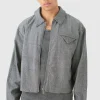 boohooMAN Boxy Herringbone Collared Jacket | Going Out | Going Out Jackets