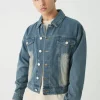 boohooMAN Boxy Herringbone Fabric Interest Denim Jacket | Man | Coats & Jackets