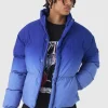 boohooMAN Boxy Ombre Funnel Neck Puffer Coat In | Coats & Jackets