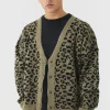 boohooMAN Boxy Oversized Brushed Leopard All Over Cardigan | Knitwear | Going Out Knitwear